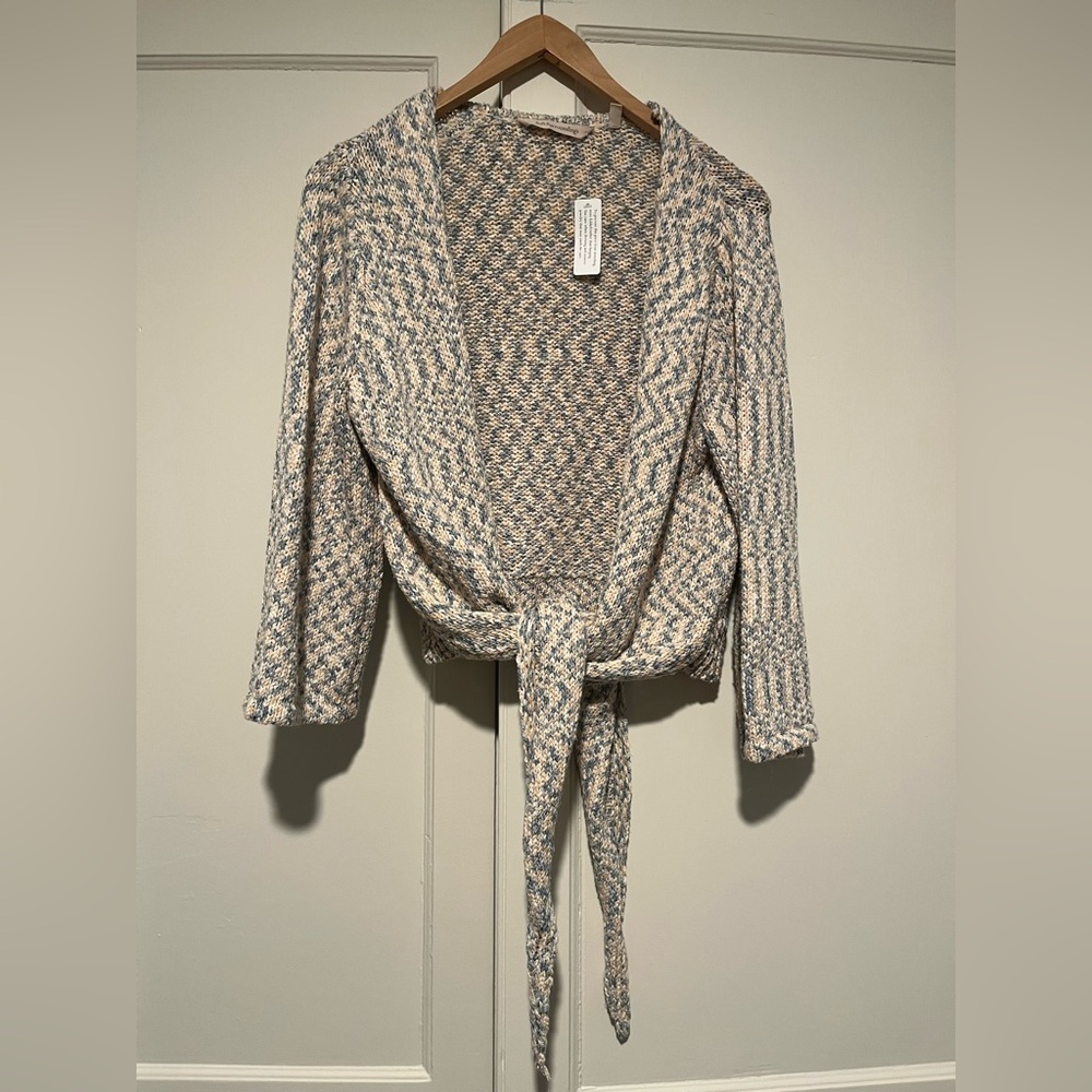 Soft Surroundings Tie Front Patterned Sweater - image 2